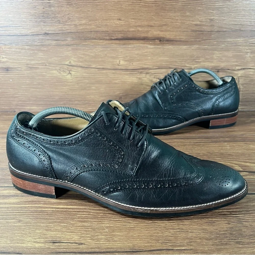 Cole Haan Grand‎ OS Wingtip Black Leather Dress Shoes Men’s Size 10